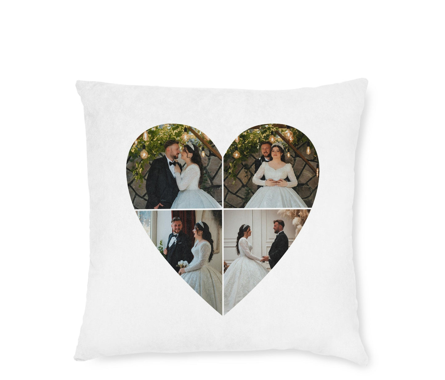 Heart-Shaped 4 Photo Collage Cushion