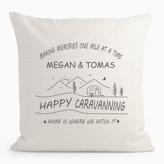 Personalised Happy Caravanning Cushion