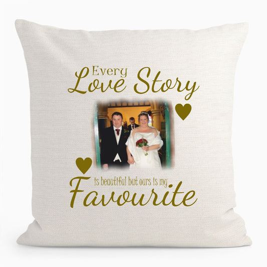Personalised Love Story Photo Cushion