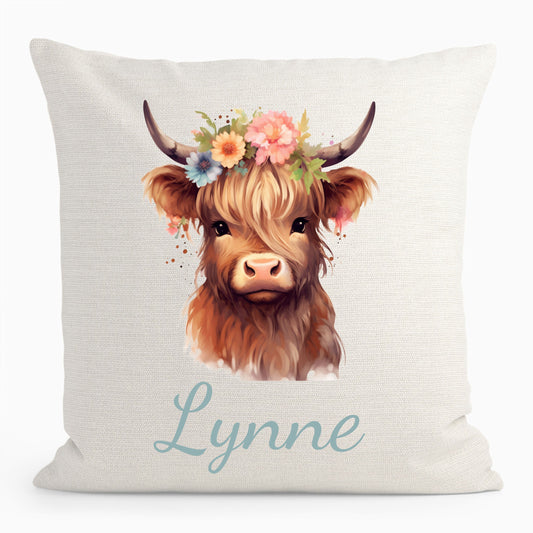 Personalised Highland Cow Cushion D1