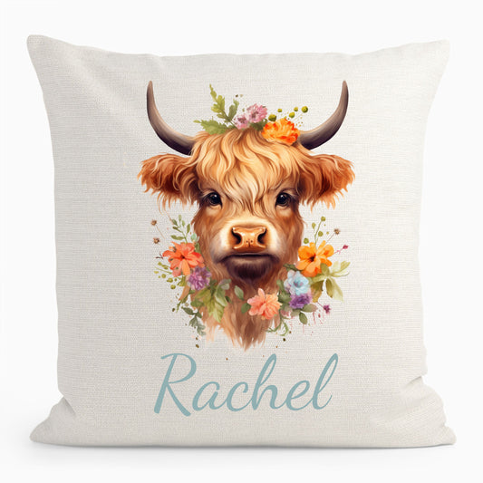 Personalised Highland Cow Cushion D2