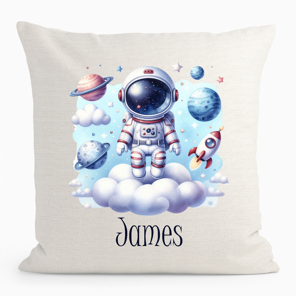 Personalised Outer Space Rocket Cushion D1